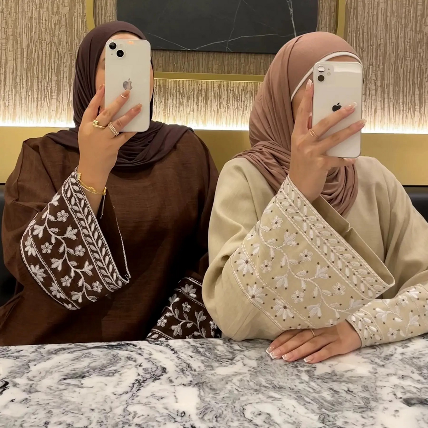 Embroidered Linen Abaya
