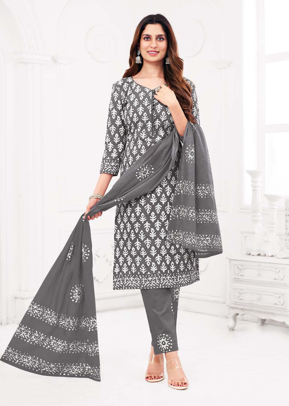 Cotton Printed Kurti Bottom with Dupatta Set