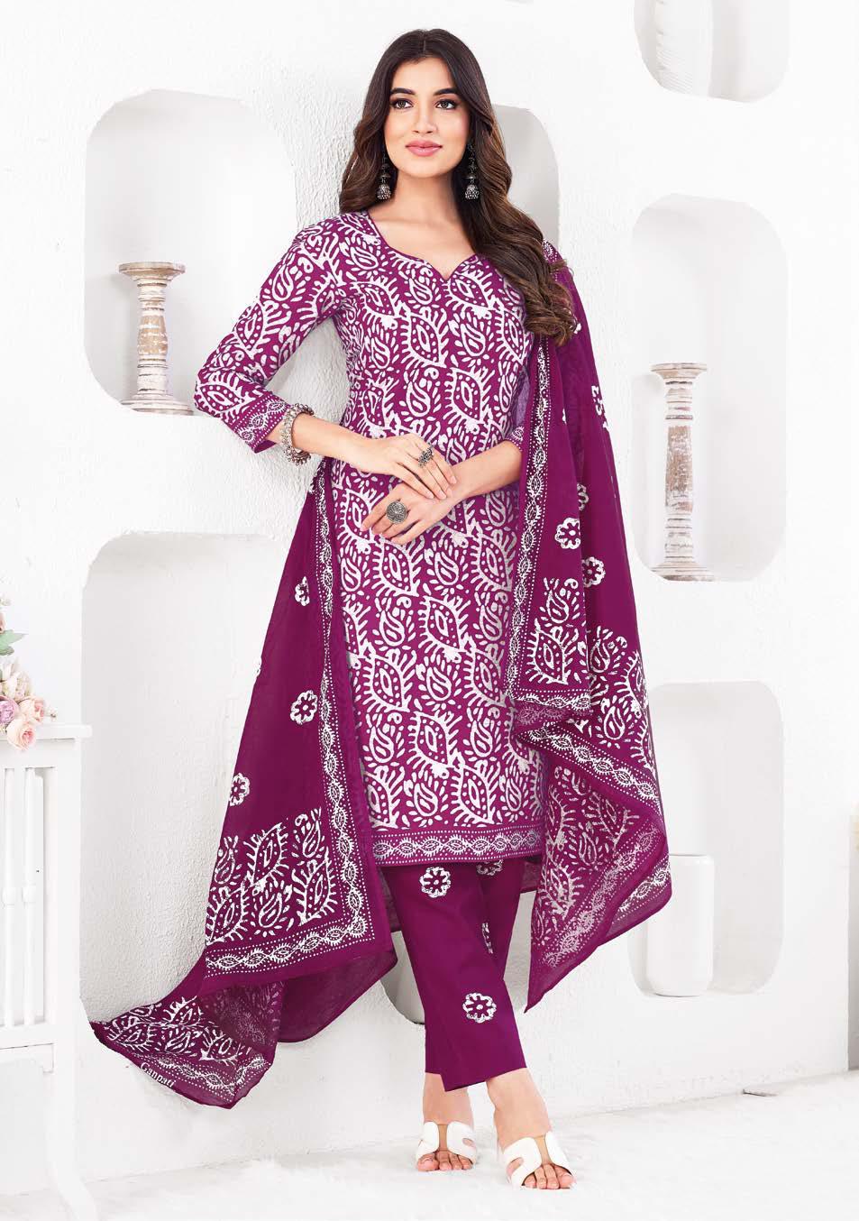 Cotton Printed Kurti Bottom with Dupatta Set