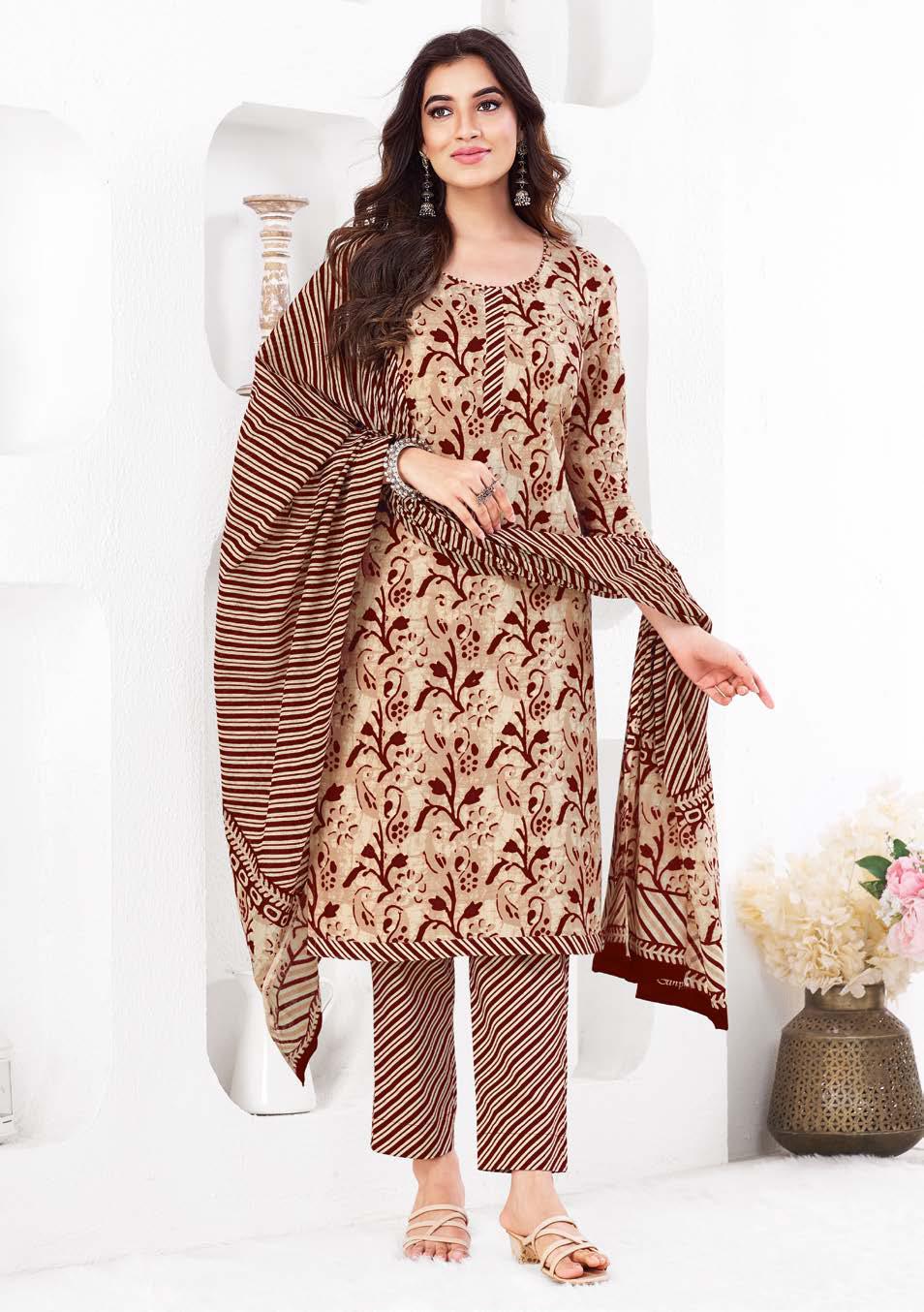 Cotton Printed Kurti Bottom with Dupatta Set