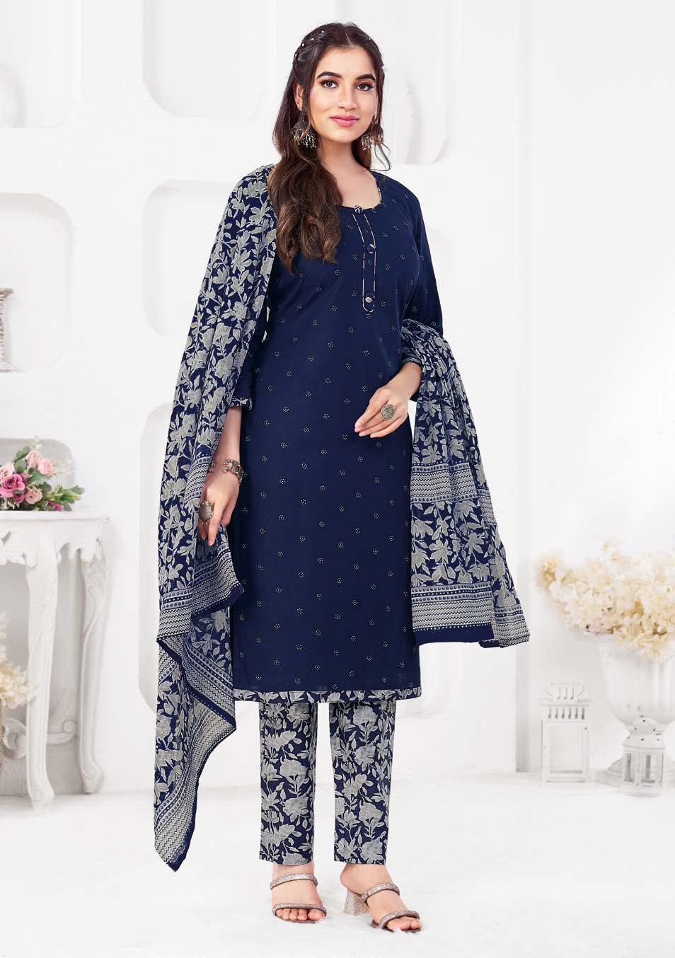 Cotton Printed Kurti Bottom with Dupatta Set