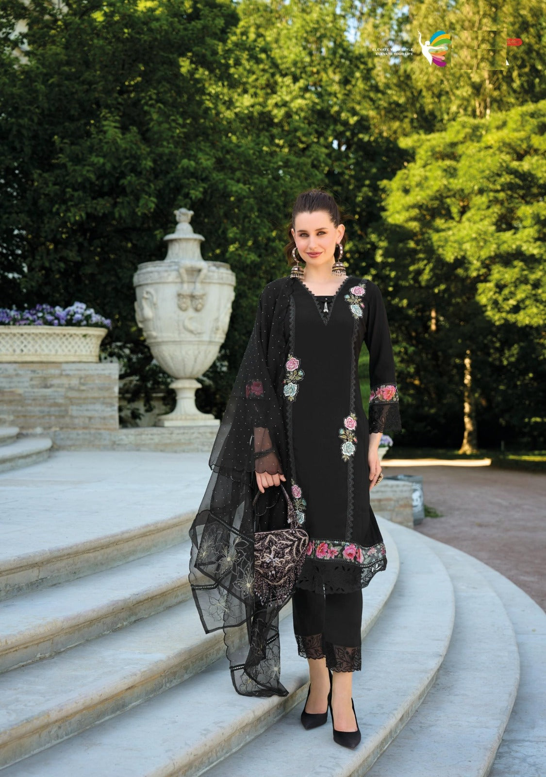 Applique & Embroidered Kurti Pant with Dupatta