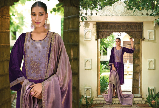 Velvet Embroidered Salwar Kameez - D10