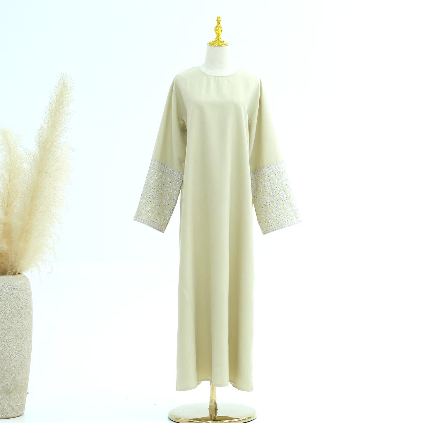 Embroidered Linen Abaya