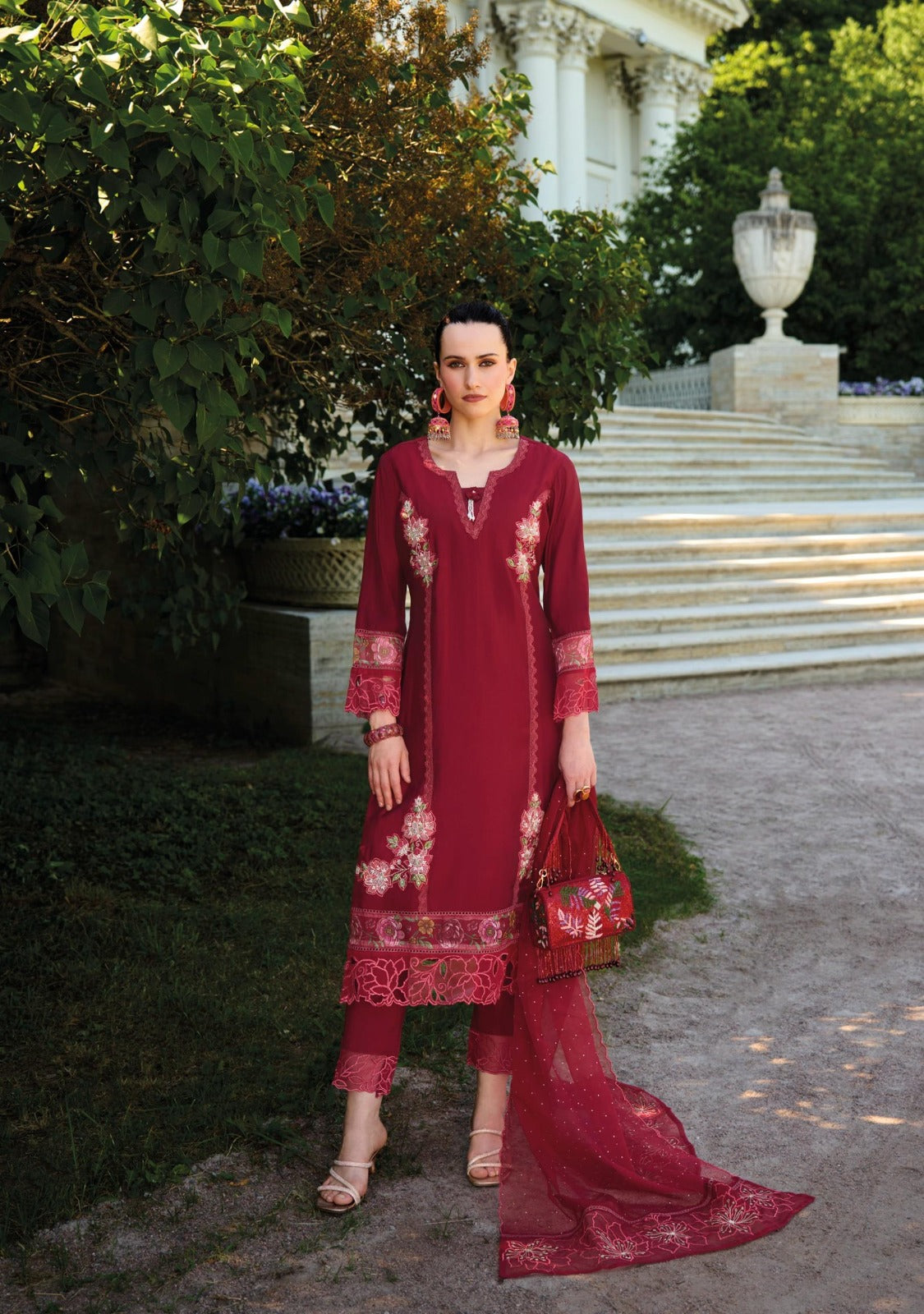 Applique & Embroidered Kurti Pant with Dupatta