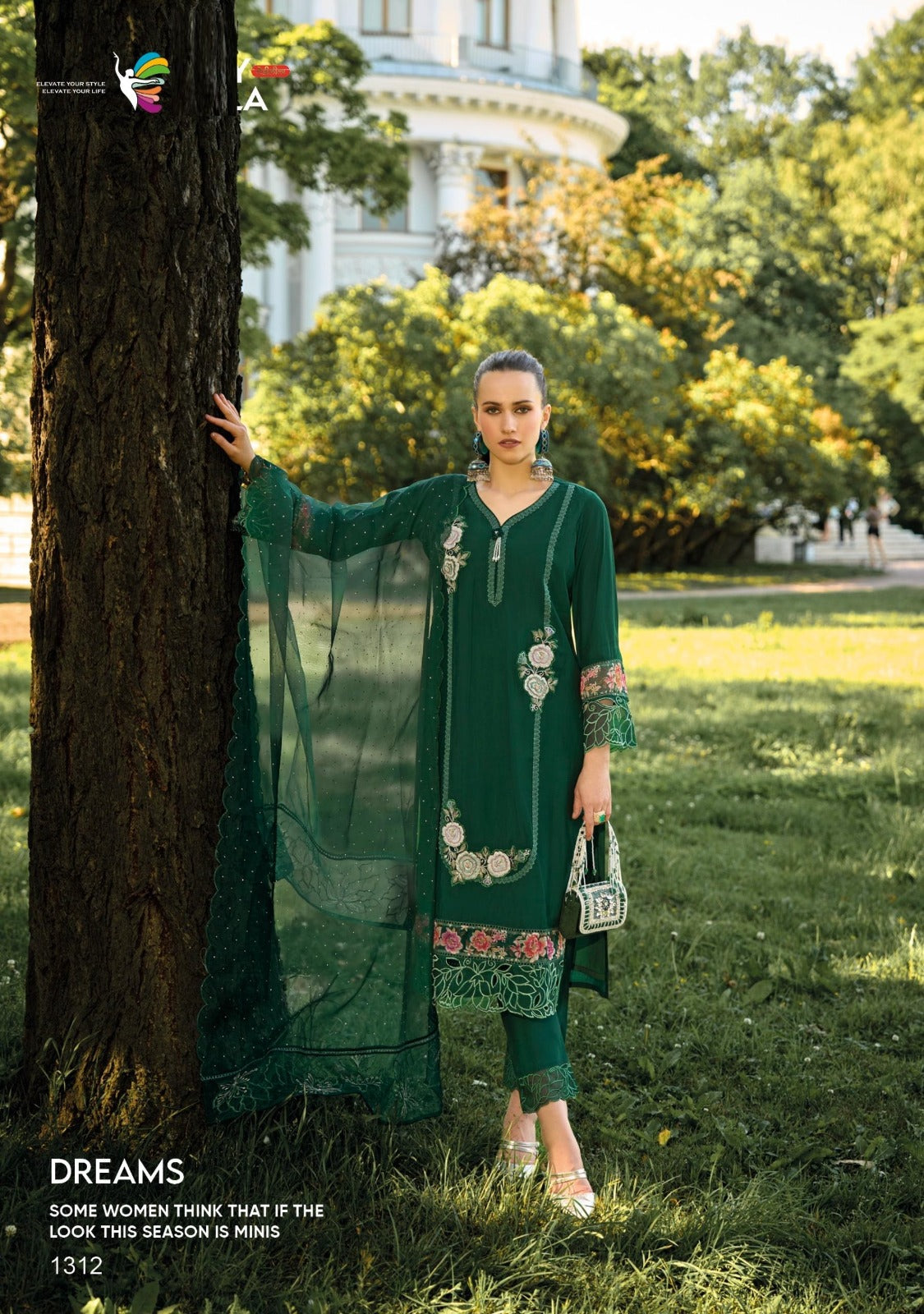Applique & Embroidered Kurti Pant with Dupatta