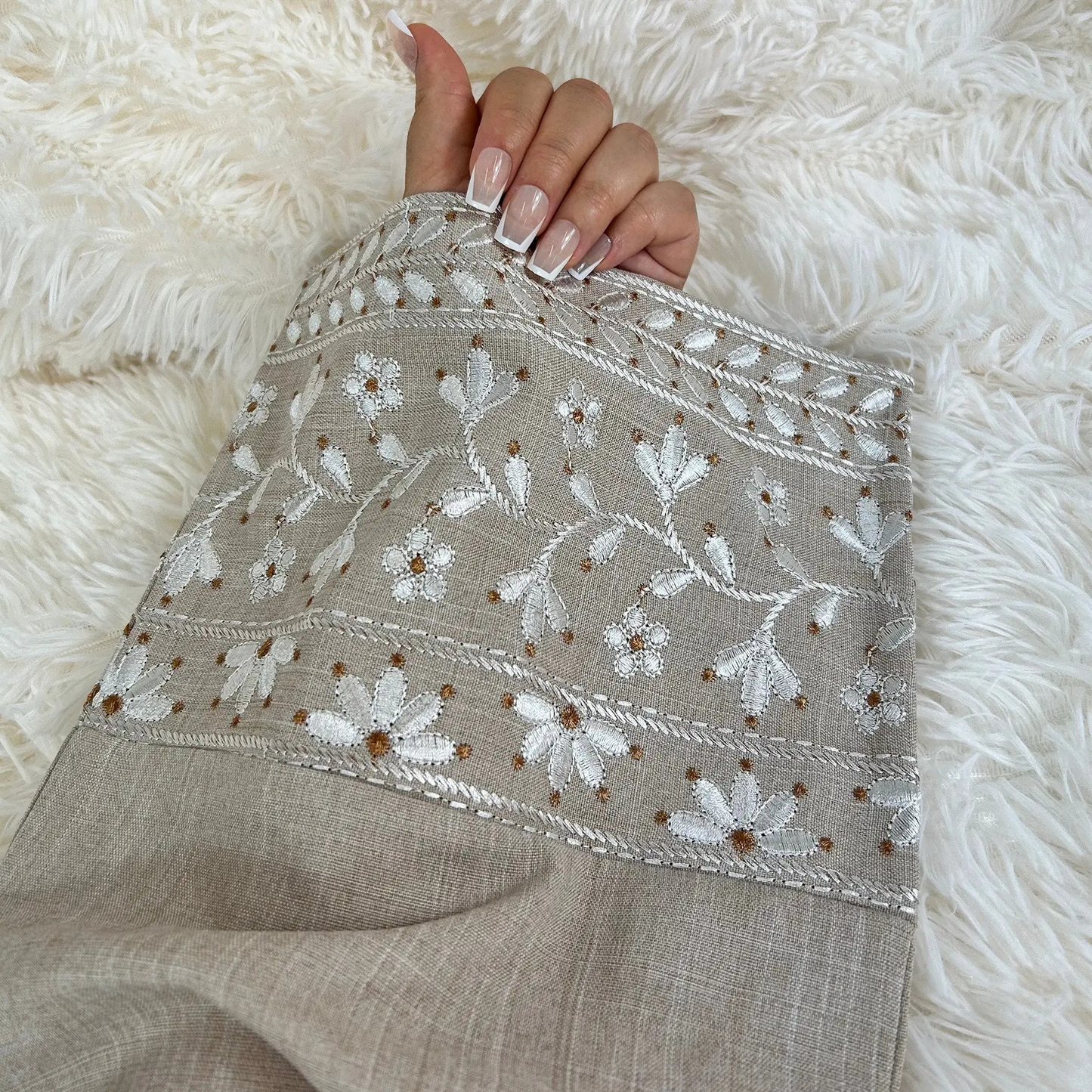 Embroidered Linen Abaya